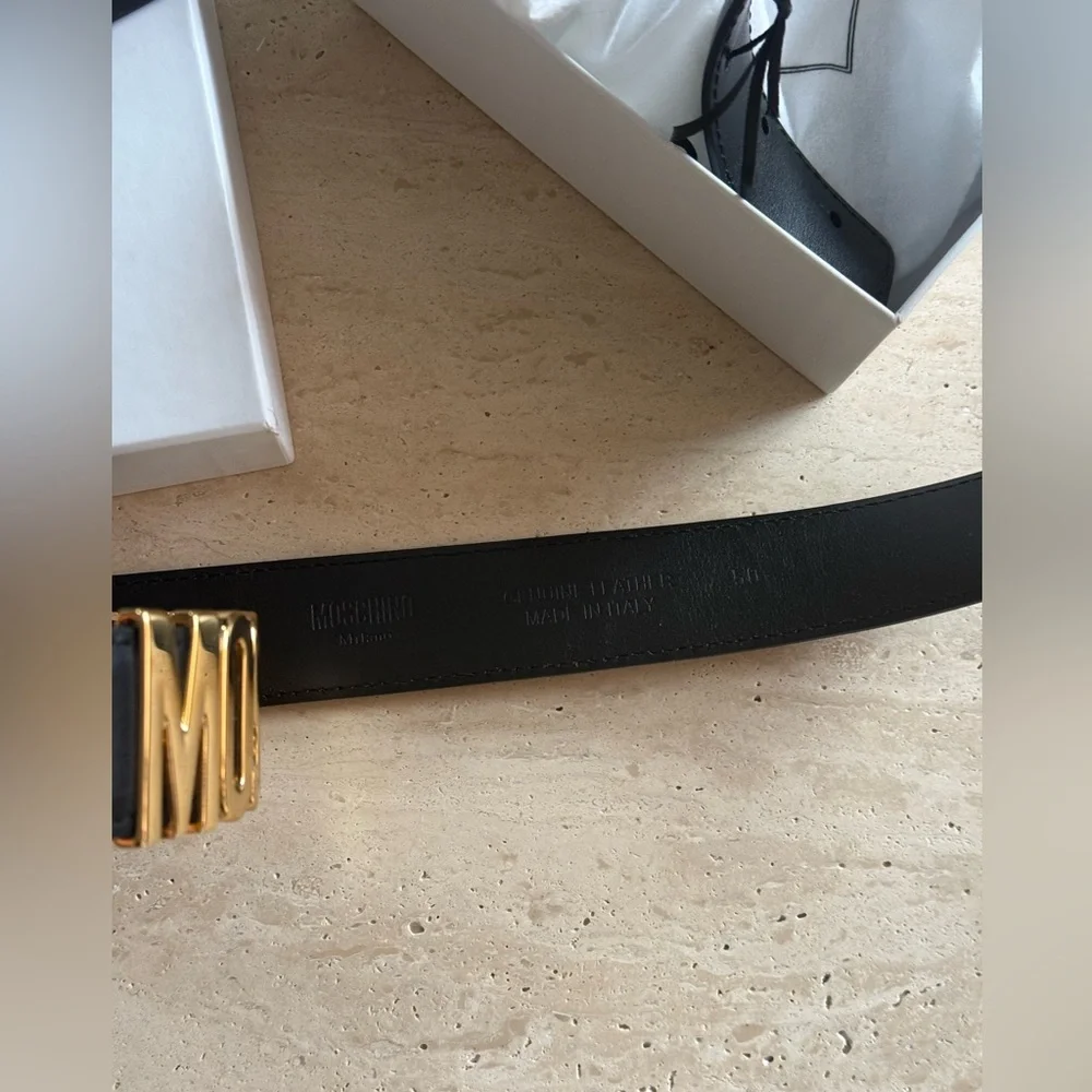 New MOSCHINO Genuine Leather Belt Black